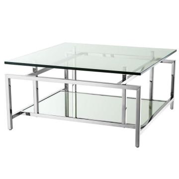 Eichholtz Coffee Table Superia with Mirrored Shelf - Polished Stainless Steel