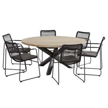Outdoor Elba 6 Seater Dining Set with Louvre Teak table