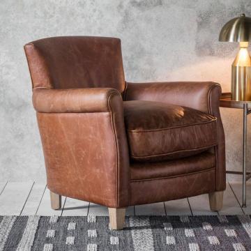 Ealing Armchair in Vintage Brown Leather