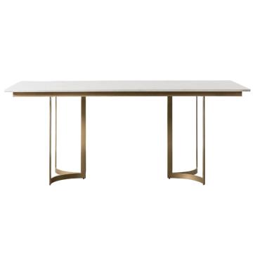 April Gold Dining Table with White Marble Top