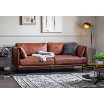 Newark Brown Leather 3 Seater Sofa