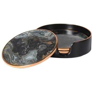 Luxe Faux Black Marble Coasters Set