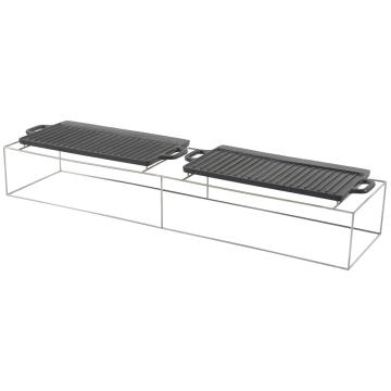 Set of 2 Griddles with Brackets for Rectangle Fire Pit Table