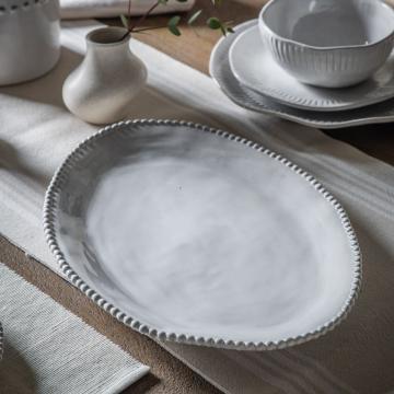 Agatha White Porcelain Beaded Platter