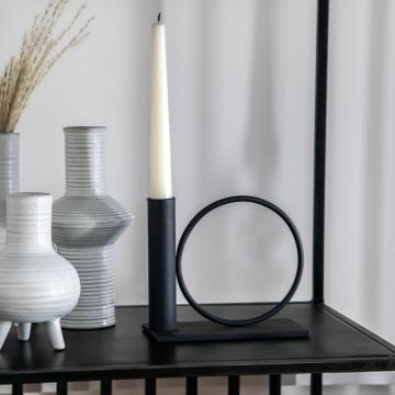 Circle Black Metal Candlestick