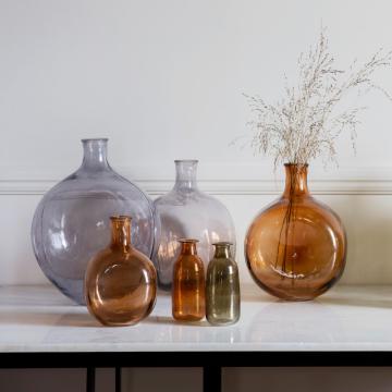 Kamari Brown Glass Bottle Vase Small