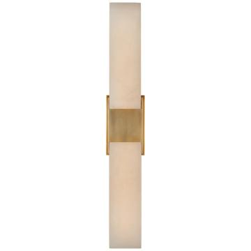 Covet Double Box Sconce in Antique-Burnished Brass with Alabaster