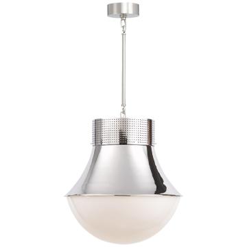 Precision Large Pendant in Polished Nickel with White Glass