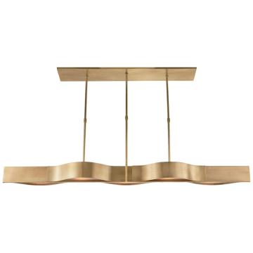 Avant Large Linear Pendant in Antique-Burnished Brass with Frosted Glass