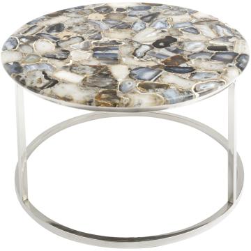 Coffee Table Agate Round On Nickel Frame