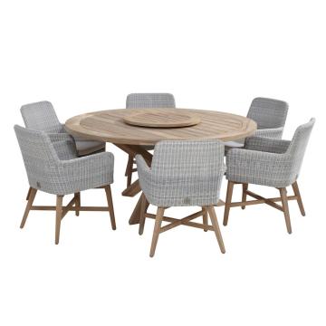 Outdoor Lisboa 6 Seater Dining Set with Louvre Teak table