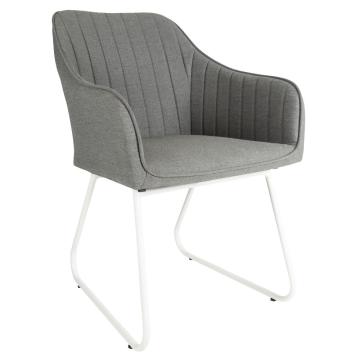 Set of 2 Santorini Light Grey Panelled Outdoor Dining Chair White Frame