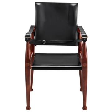 Bridle Leather Campaign Chair in Black