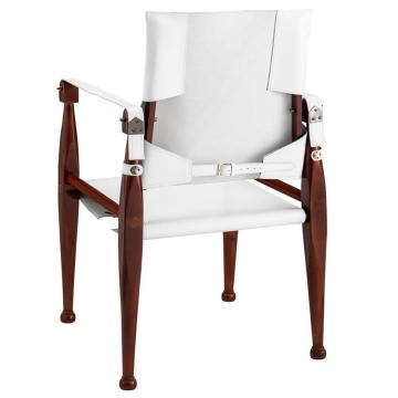Bridle Leather Campaign Chair in White