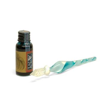 Traditional Dip Calligraphy Pen Set - Cyan Glass