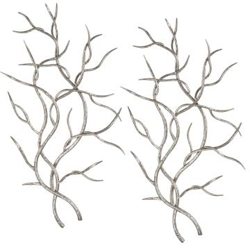  Silver Branches Wall Art S/2