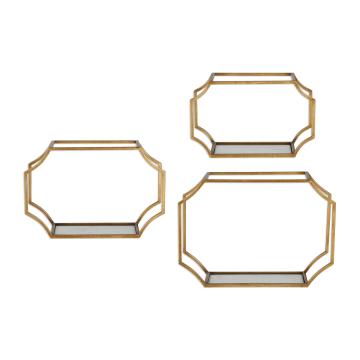  Lindee Gold Wall Shelves S/3
