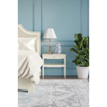 Lacquered White Side Table with Drawer