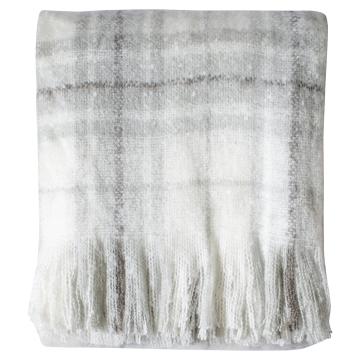 Nevis Faux Mohair Throw in Check Grey