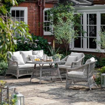 Manyana Outdoor Country Sofa Dining Lounge Set Stone