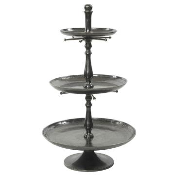 Cake Stand Style Shelving 3 Tier Black Height 92cm