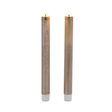 LED Dinner Candle Gold Set of 2