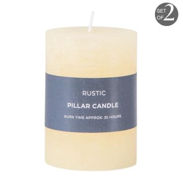 Pillar Candle Rustic Ivory Small Set of 2