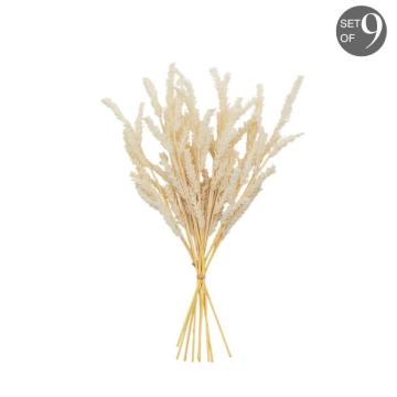 Dry Look Feathered Bundle Ivory Set of 9 Stems
