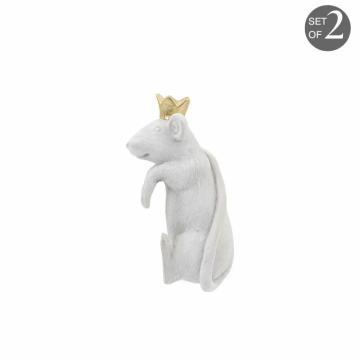 Mouse King Pot Hanger White/Gold Set of 2