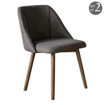 Briseis Slate Grey Linen Dining Chair Set of 2