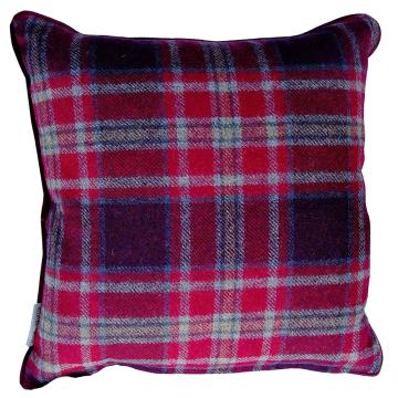 York Cushion in Plum Check Wool