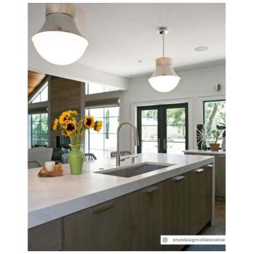 Precision Large Pendant in Polished Nickel with White Glass