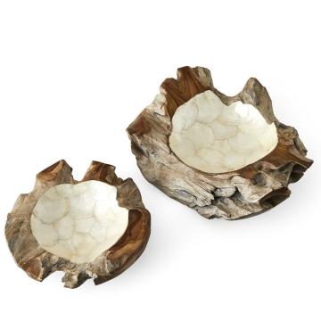 Pearl Basin, Wooden Bowls Set of 2
