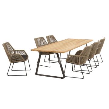 Outdoor Ramblas 6 Seater Dining Set with Basso Teak Table