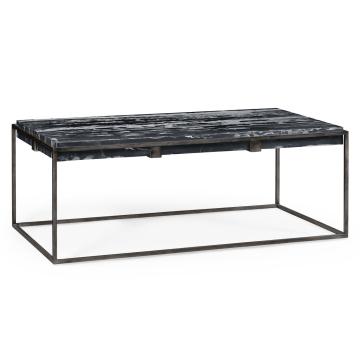 Rectangular Iron Coffee Table with a Black Marble Top