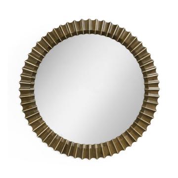 Autumn Walnut Mid Century Round Mirror - Small