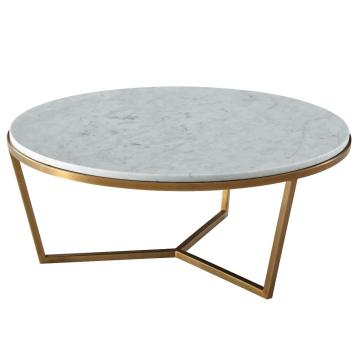 Small Round Coffee Table Fisher in Marble & Brass
