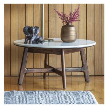 Round Coffee Table Plaza with Marble Top