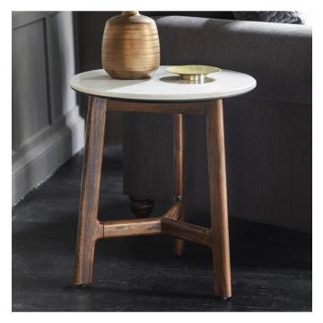 Round Side Table Plaza with Marble Top
