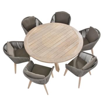 Outdoor Santander 6 Seater Dining Set with Louvre Teak Table
