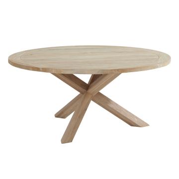 Outdoor Louvre Round Dining Table Teak 