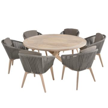 Outdoor Santander 6 Seater Dining Set with Louvre Teak Table