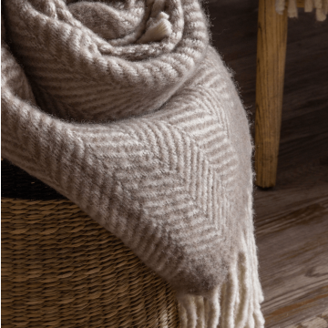 Lotus Taupe Wool Throw Blanket