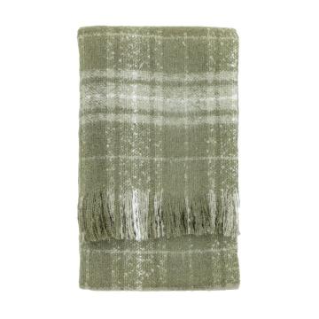 Olive Check Faux Mohair Throw Blanket