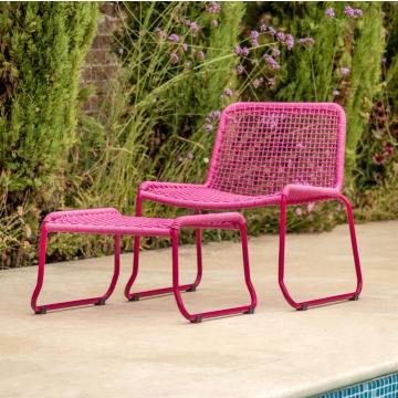Soraya Outdoor Lounge Chair with Footstool Pink