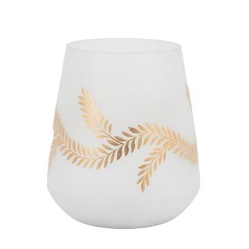 Gold Fern Hurricane Med White Gold Vase