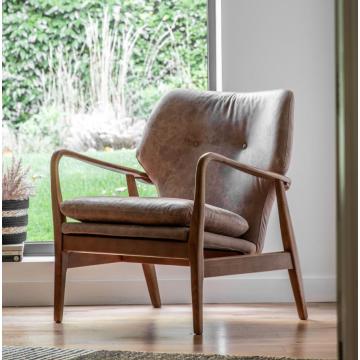 Olska Armchair Brown Leather