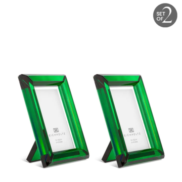 Picture Frame Theory S set of 2 Green Crystal Glass