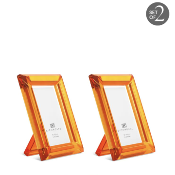 Picture Frame Theory S set of 2 Orange Crystal Glass