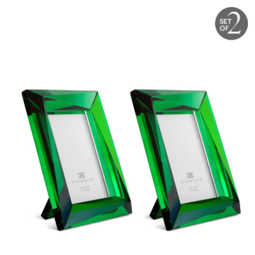 Picture Frame Obliquity L set of 2 Green Crystal Glass